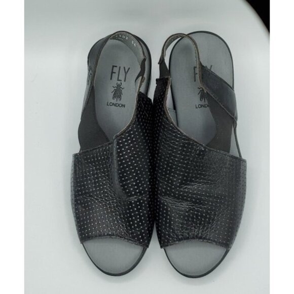 Fly London Women's Black Corners Sandal Peep Toe Size 36 US 5.5 - 6 - Picture 5 of 14
